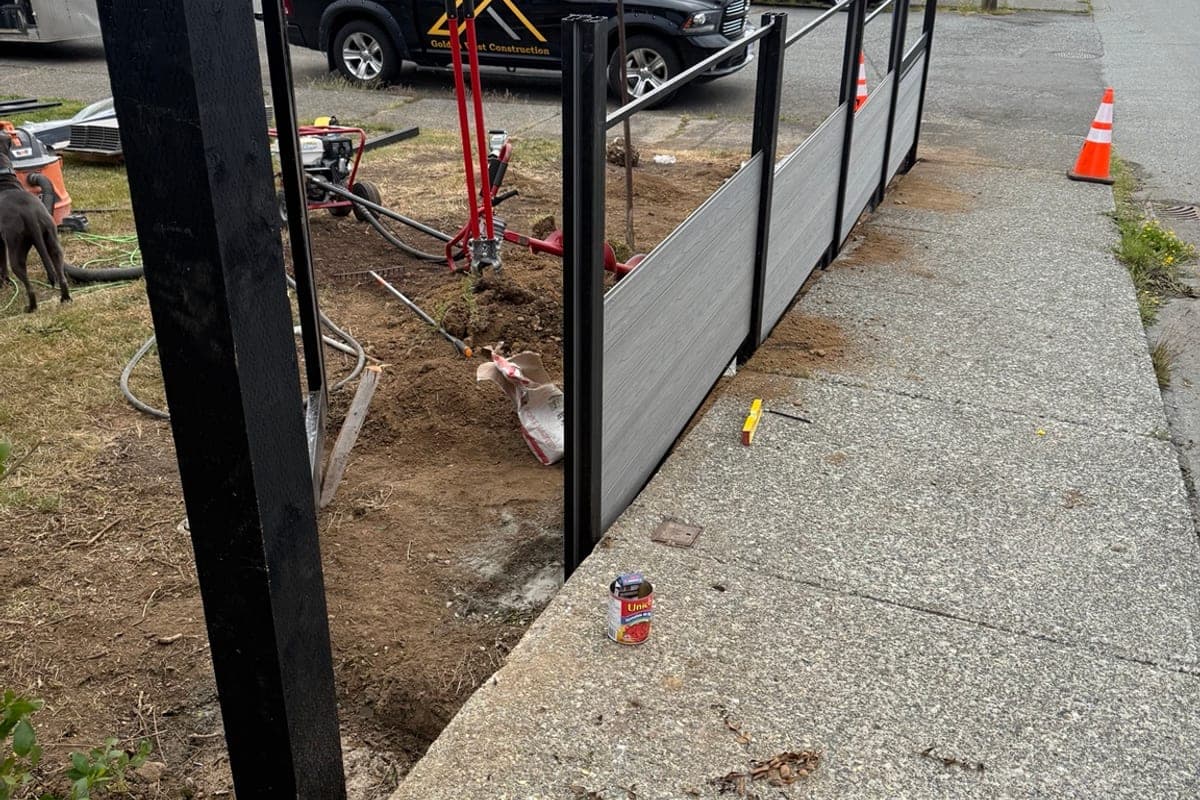 In-progress installation with Golden West truck on site